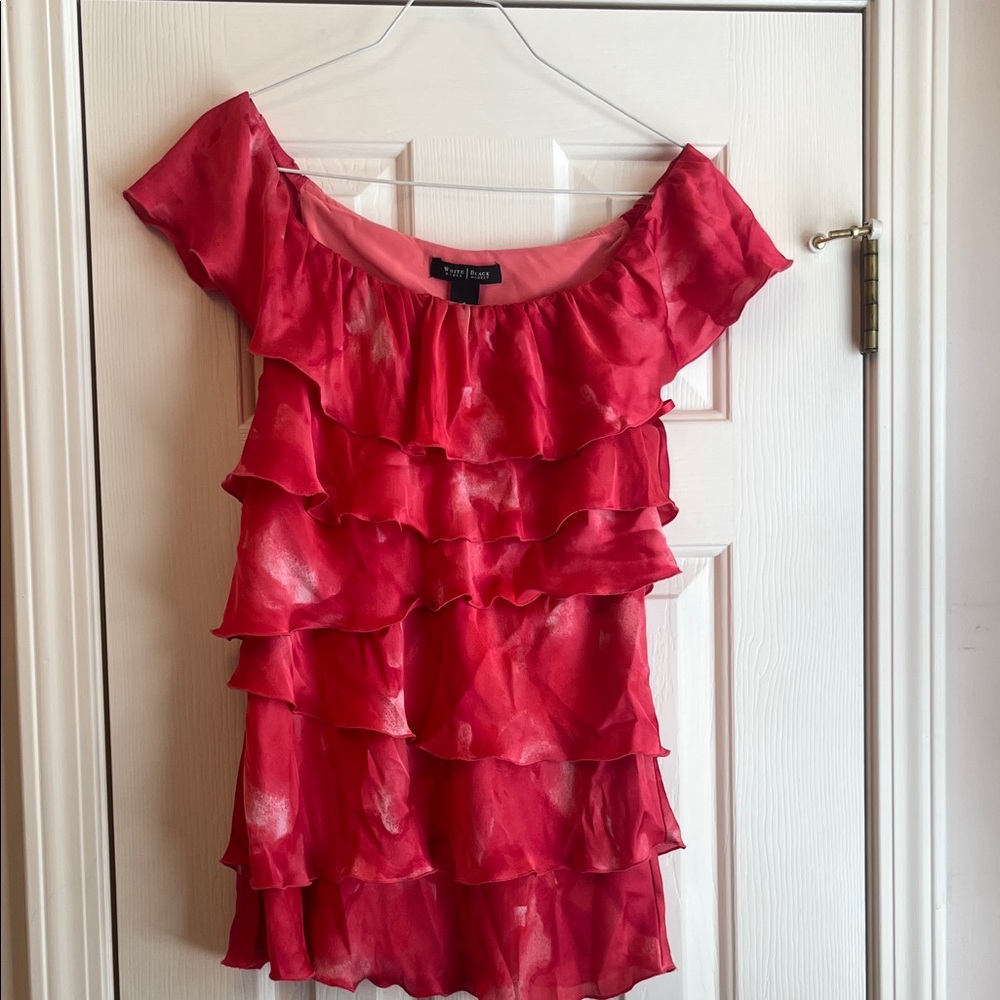 Bright Red Ruffled Short Sleeve Top